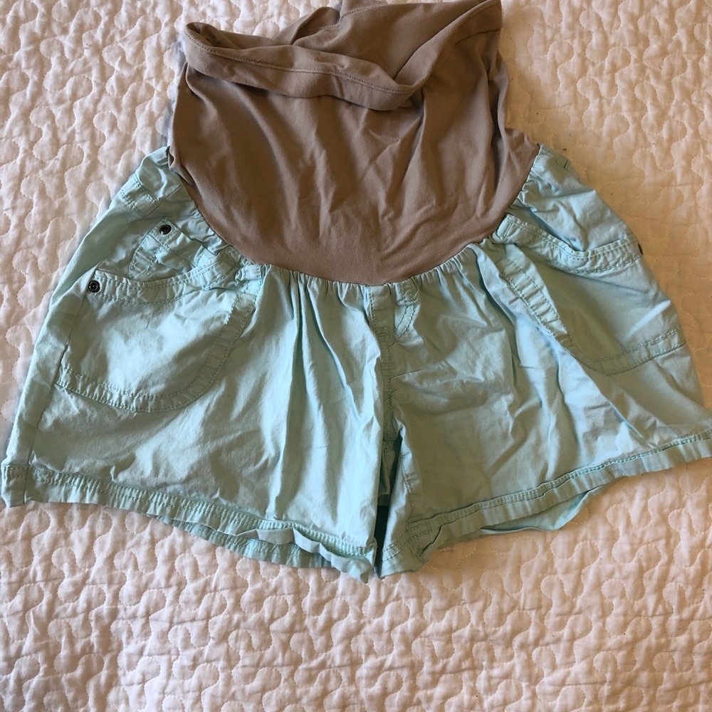 Teal maternity shorts